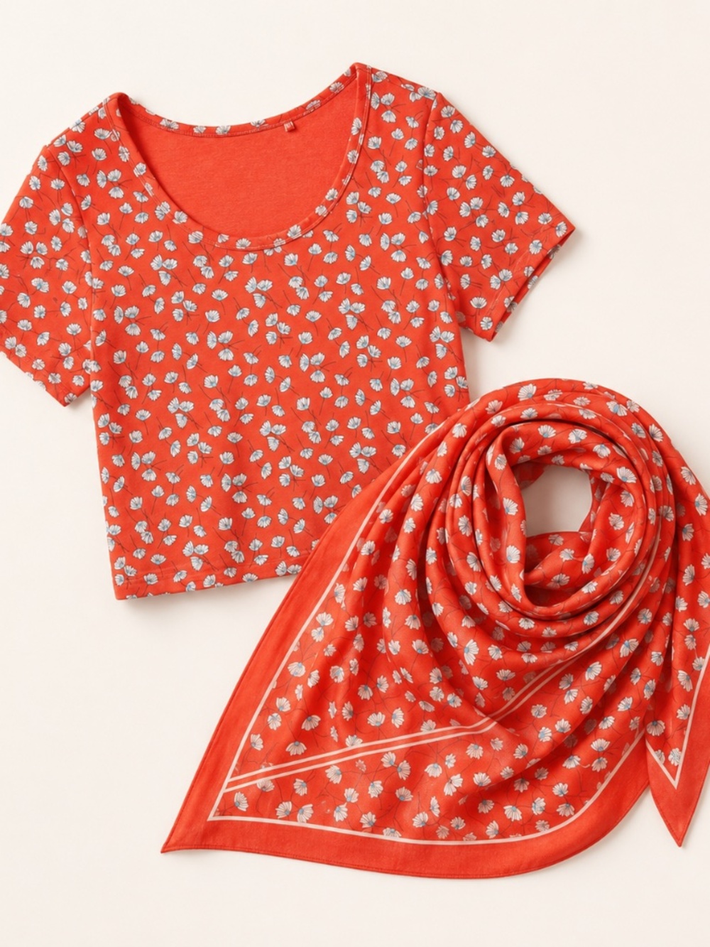 Paul & Joe and Uniqlo collab red tee and stole set NWT